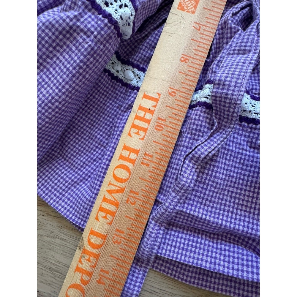50s Vintage Dress 3 Months Baby Girl Purple Gingham Full Skirt Cotton - Picture 4 of 4